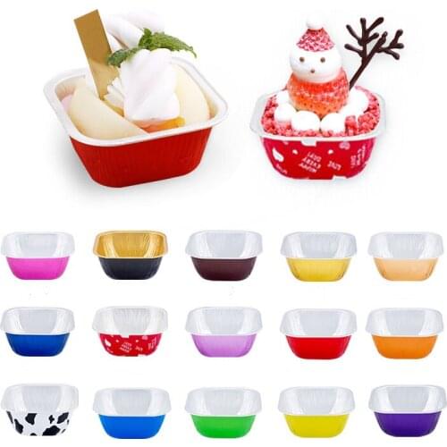 Tin Foil Baking Mold Disposable DIY Cake Box Barbecue Utensils Aluminum Foil Tart Cup Take Out Cups Cheese Molding Bowl 230ml
