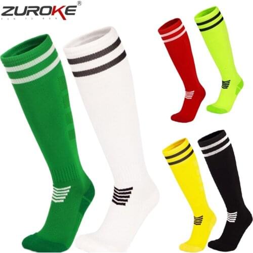 Football Socks Two Stripes Soft Cushion Bottom Breathable Knee High Long Soccer Socks Men Women and kids
