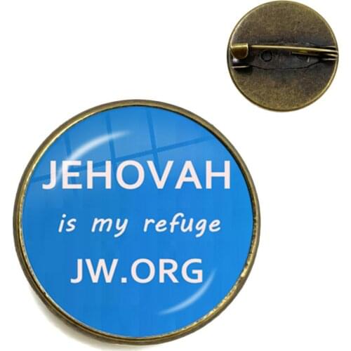 Jehovah Is My Refuge JW.ORG Brooches Lapel Pins Classic Collarpin Glass Photo Cabochon Brooch Jewelry Gift
