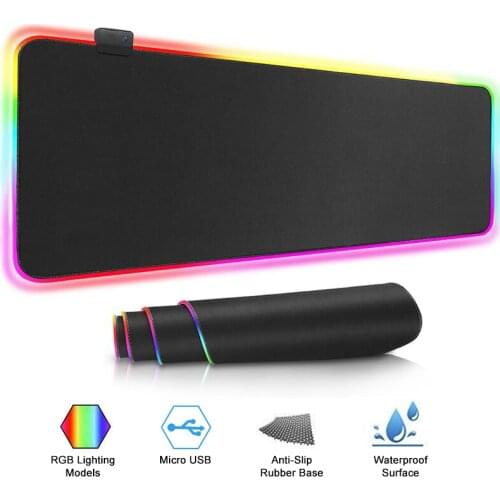 RGB Luminous Gaming Mouse Pad Oversized Glowing USB LED Extended Keyboard PU Non-slip Rubber Mat XXL Gamer Computer Mousepad