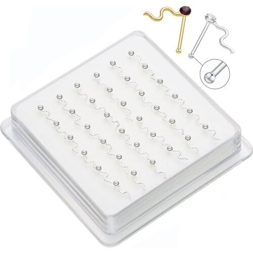 36Pcs/Set 925 Sterling Silver Nose Pin Studs Nose Ring Punk Style Unique Nose Piercing Body Jewelry Piercing Nariz Argolla