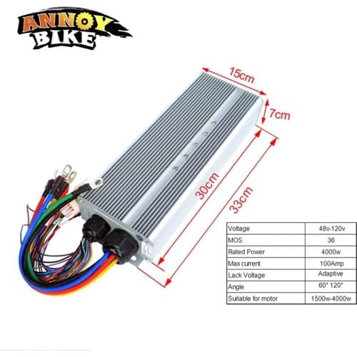 Ebike Controller48v 60V72V84V96V120V 4000W Hub Motor Controller 4kw 36MOS Current 100Amp Corrente Bicicleta Electric Motorcycle