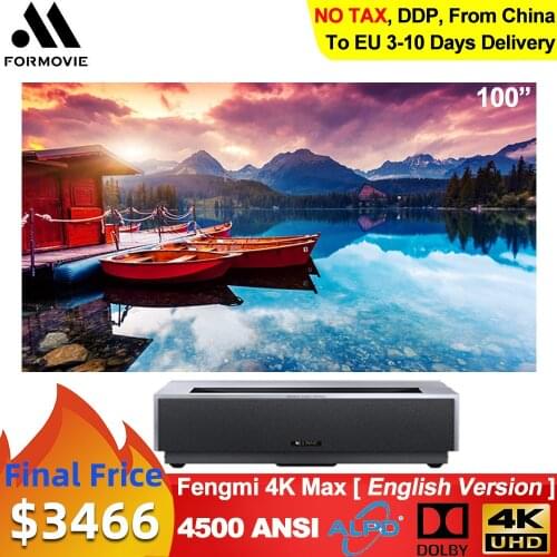Fengmi Laser Cinema 4K MAX Projector 4500 ANSI Lumens 3GB DDR4 64GB EMMC FengOS Home Theatre Ultra Short Throw Projection TV