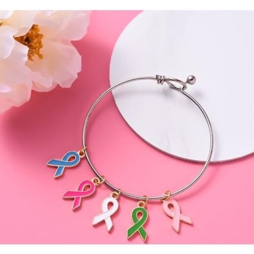 M2EA Awareness Ribbon Pendant Hope Ribbon Pendants DIY Accessories for Jewelry Making Necklace Bracelet Crafts