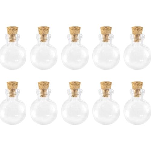 Mini Oblate Glass Bottles Pendants Small Wishing Bottles With Cork Arts Jars For Necklace Pendants 100pcs/lot Free shipping