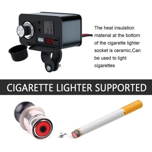 Motorcycle mobile phone USB charger waterproof PD fast charge cigarette lighter with switch actual inspection voltage schedule