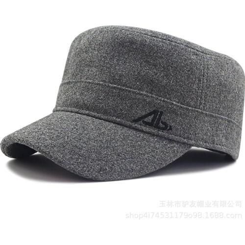 Male Winter Plus Size Felt Hat Dad Outdoors Casual Wool Military Hats Big Bone Men Large Size Flat Army Caps 56-62cm 62-68cm