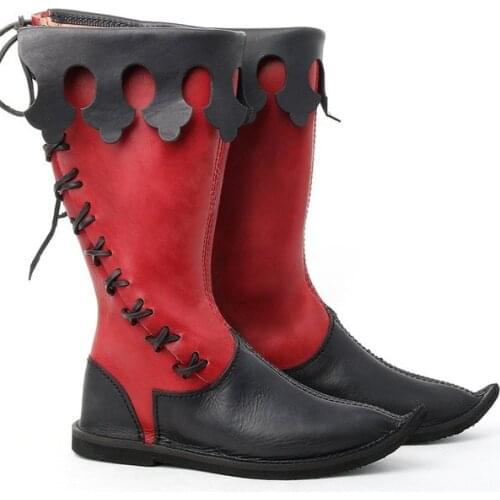 Cosplaydiy Mens Medieval Leather Shoe Middle Ages Ankle Boots Victorian Renaissance Boot Shoes
