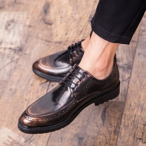 Mens Leather Leisure Comfy Soft Pointed Toe Casual Loafers Shoes Luxury Brand Fashion Flats Lace-up Gentleman Male Footwear VI
