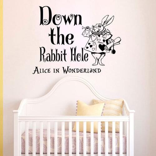 Wall Decals Quotes Alice In Wonderland Down The Rabbit Hole Sayings Murals Nursery Bedroom Dorm Home Decor K548