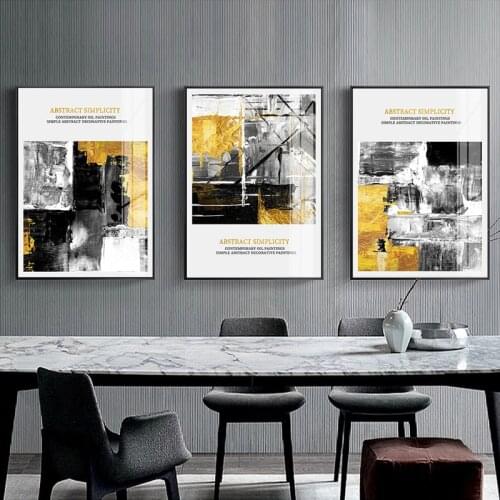 Abstrac Yellow Black And White Wall Art Morden Posters Fashion Canvas Paintings Picture Posters For living Room Decoration