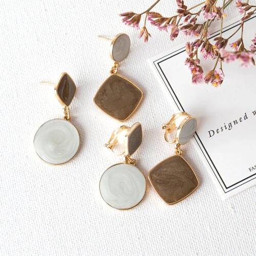 NEW RUANME Han Edition Contracted Temperament Elliptical Eardrop Retro Women Earrings Geometric Stud Earrings Jewelry