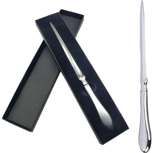 Alloy Letter Openers Paper Cutter Silver Envelope Opener With Gift Box Portable Durable Stationery Supplies For Home Office Shop