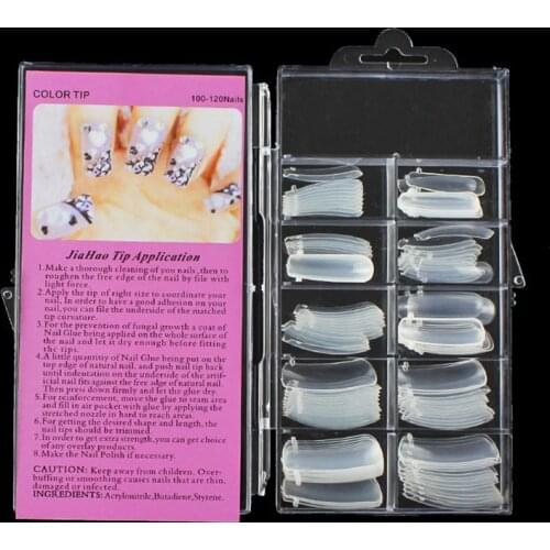 100 PCS Poly Nail Gel Polish Fake Nails Tips Transparent Full Cover Pointed Artificial Extension Model Shapes Art Acrylic