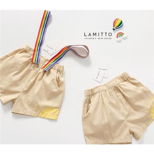 Tonytaobaby Summer New Boys and Girls Sun Rainbow High Cute Pure Cotton Back Belt Pants Boys Pants