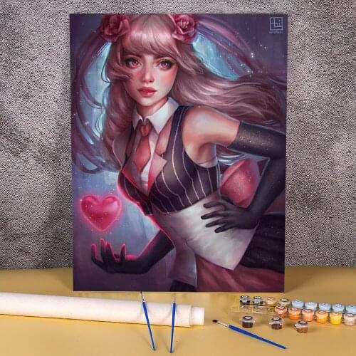 Cartoon Girl Woman DIY Paint By Numbers Set Acrylic Paints 40*50 Paiting By Numbers Home Decoration Children Handicraft