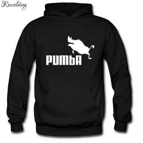 New PUMBA Printed Fleece Hoodies Men Full Sleeve Overcoat Autumn Winter Fashion Man Street Tracksuit Sweatshirt Boys Pullover