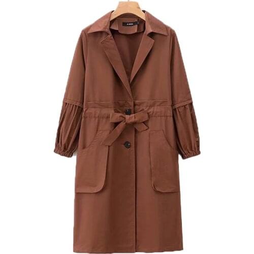 Fashion Womens Trench Coat Mid-Long Spring Autumn Coats Single-breasted Slim Casual Ladies Windbreaker Outwear With Belt K462