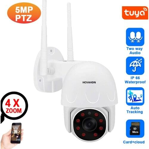 5MP CCTV Wifi IP Monitoring Cameras Outdoor 5X Optical Zoom Color Night Vision PTZ Security Surveillance Camera Wireless ONVIF
