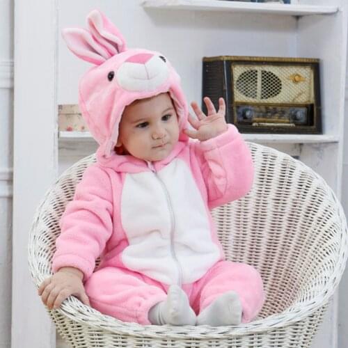Umorden Baby Girls Pink Rabbit Bunny Costume Kigurumi Winter Pajamas Rompers Infant Toddler Jumpsuit Flannel Birthday Clothes