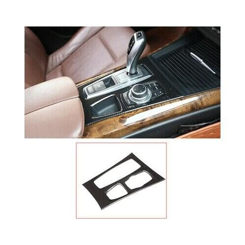 Carbon Fiber Look Inner Gear Shift Box Panel Cover Trim For BMW X5 E70 2010-2013