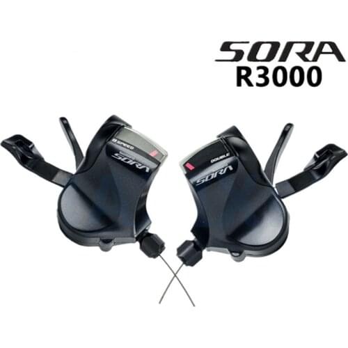 SHIMAN0 SORA SL-R3000 Flat Bar Shifter Lever 2x9 speed 2-Way Release R3000 Shifters Triggle Left / Right / Pair Black w/ Cable