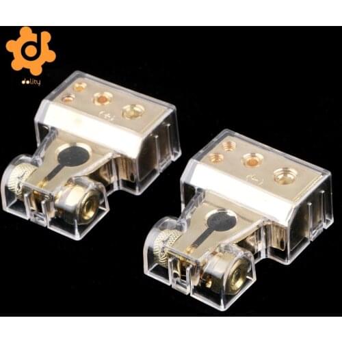 2pcs Copper Alloy Car Positive Negative Battery Terminal Clamps with Covers