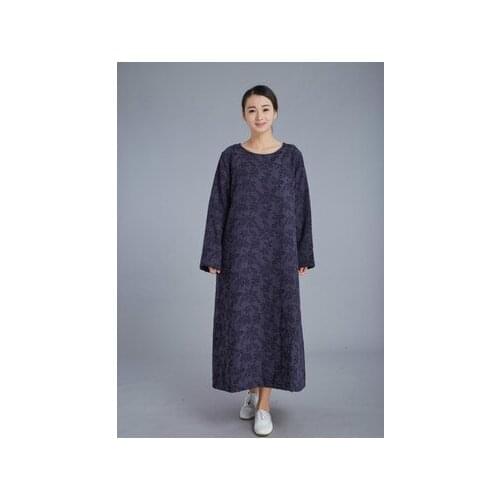 Jacquard Cotton and Linen Retro Loose Dress