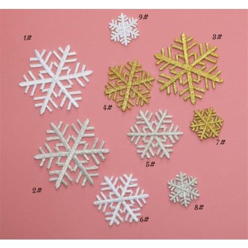 10-20Pc Christmas Snowflake Silver Gold White Small Embroidered Cloth Patch Decoration Child Baby Fairy Skirt Applique Cloth