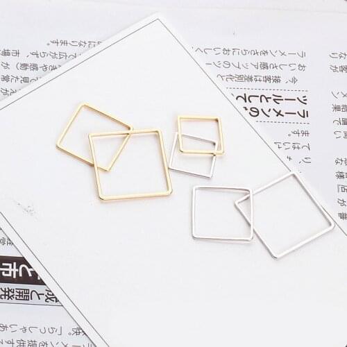 10pcs Diy Accessories Real Gold Electroplated Maintains Color One Year Square Pendant Ear Stud Material Wholesale