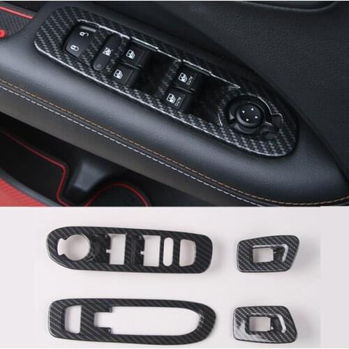 10 sets Car Window Lift Button Protect Cover Decoration Carbon Fiber Glass Lifting Panel Frame Trim for JEEP Compass 2017 2018