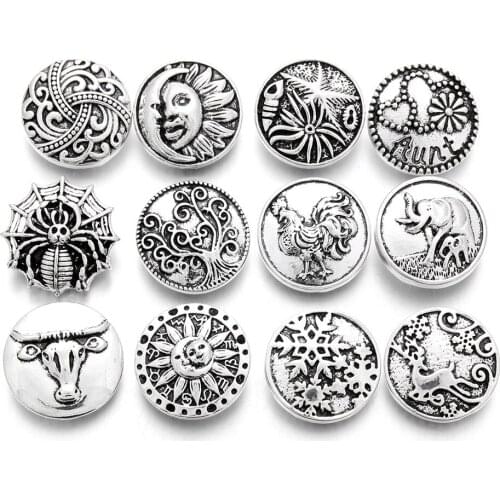 10pcs/lot Christmas Snap Button Jewelry Mixed Style Ginger Metal 18mm Snap Buttons fit Snap Bracelet Bangles