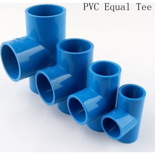 2-10Pcs 20-50mm Blue PVC Equal Tee Diameter PVC Pipe New Material Garden Irrigation Tube Fittings Aquarium Tank Fittings