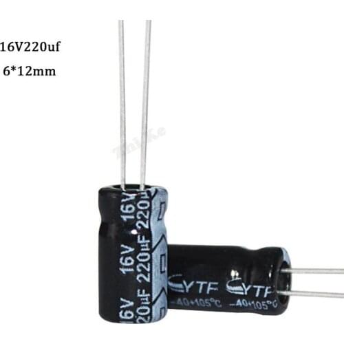 20PCS 220UF 16V 16V 220UF Aluminum Electrolytic Capacitor 16 V / 220 UF Size 6*12MM Electrolytic Capacitor