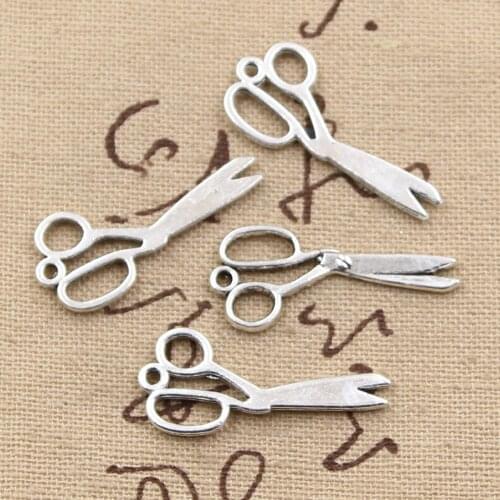 25pcs Charms Scissors 30x13mm Antique Bronze Silver Color Pendants Making DIY Handmade Tibetan Bronze Silver Color Jewelry