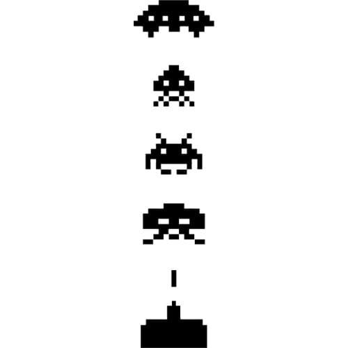 4.3cm*18.2cm Space Invaders Creative Car-Styling Vinyl Stickers Black/Silver S3-5590