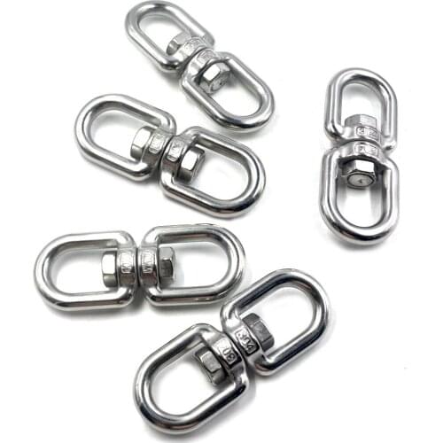 5 Pieces 304 Stainless Steel Eye to Eye Swivel Ring Connector for Marine Mooring M10 Diameter 10mm