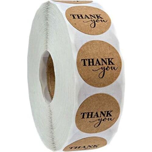 500pcs/Roll Round Natural Kraft Thank You Stickers Seal Label Scrapbooking Decor