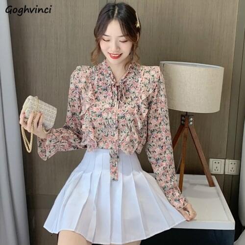 Blouses Women Large Size 4XL Ruffles Printed V-neck Lace Up Designer Loose Casual Soft Elegant All-match Fashion Spring Females