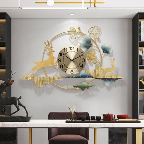 Creative Large Wall Clock Modern Design Nordic Luxury Chinese Metal Wall Clock Silent Living Room Reloj Pared Home Decor DG50WC