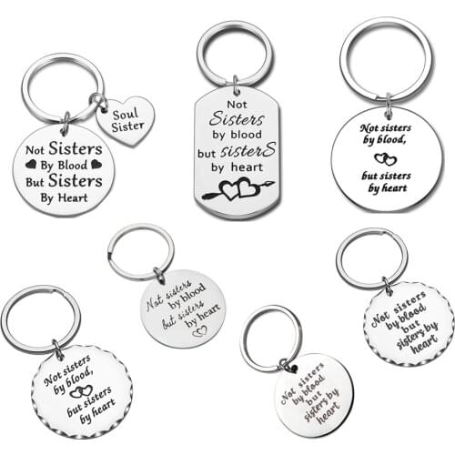 Best Friend Sister Gifts Keychain Pendant "not sisters by blood but sisters by heart" Friendship Jewelry Gift for Women Girls