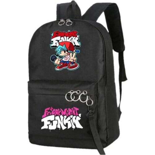 Steel ring design Backpacks Friday Night Funkin canvas girl Book Travel Bag Teenagers Backpack print School shoulder Bag