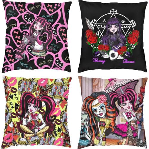 Draculaura Monster High Pillowcase Soft Polyester Cushion Cover Gift Throw Pillow Case Cover Home Square 40X40cm