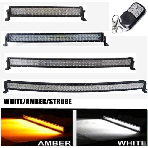 4D Curved Led Light Bar Amber/ White Strobe Remote Control 12V 24V offroad Bar 120W 180W 240W 288W 300W 4x4 Car Work Fog Lamp