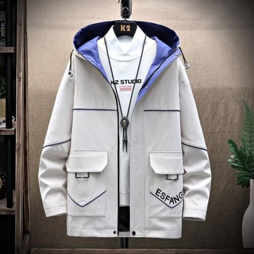 Spring/Autumn Mens Casual Hooded Jacket Outwear Cargo Coat Streetwear Clothing Korean Style M-3XL 2021 New Ins Male Windbreaker