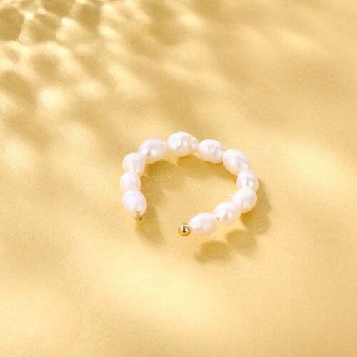 Lost Lady Stylish Freshwater Pearl Cuff Earrings for Women Geometric C Clip Earrings Vintage Wedding Jewelry Wholesale Girl Gift