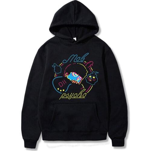 Mob Psycho 100 Split Face Hoodie New Authentic Sweatshirt Anime Men Long Sleeve Hip Hop Tees Tops