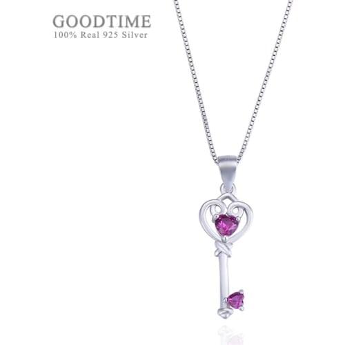 Fashion Women Pure 925 Sterling Silver Necklaces Clavicle Necklace Key Zircon Pendant Necklaces Girl Chain Jewelry Accessory