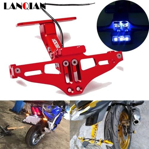 Motorcycle CNC Adjustable Angle Aluminum License Plate Frame Bracket with LED Light For Honda cb650R CB 650 R CB650R CB650r