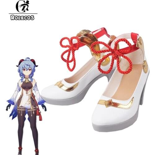 ROLECOS Game Genshin Impact Ganyu Cosplay Shoes Genshin Impact Cosplay Ganyu Shoes High-heeled Shoes Women Cosplay Shoes Game